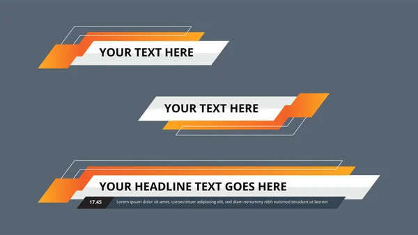 Vector Orange Lower Third Bar Background Breaking News Panel Yellow — Stock vektor