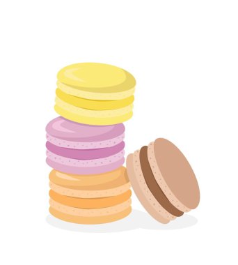  Çok renkli badem kurabiyeleri. Tatlı. Şekerler. vektör illüstrasyonu