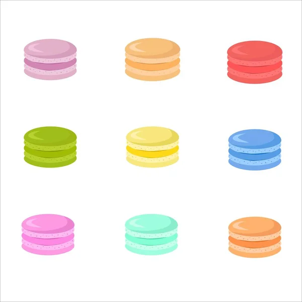  Çok renkli badem kurabiyeleri. Tatlı. Şekerler. vektör illüstrasyonu