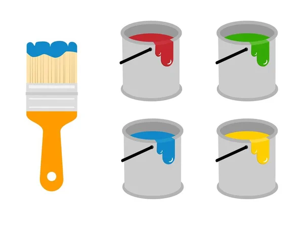  Renkli boya ve fırçalı kova