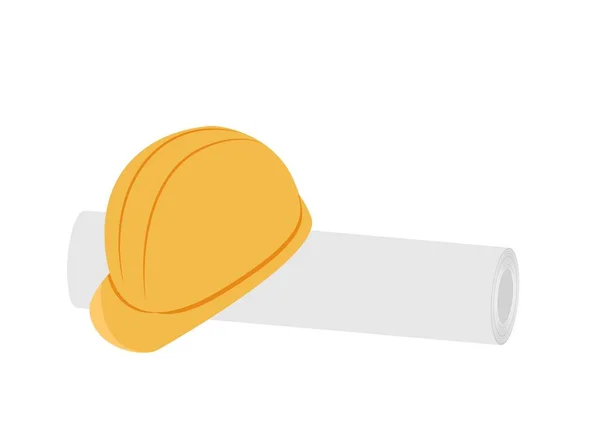  planları üzerinde beyaz inşaat kask