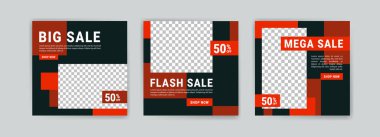 Sosyal medya paylaşımları için indirimli kare afiş şablonu.