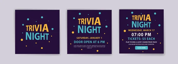 Trivia Night Vektorový Plakát Šablona Příspěvku Sociálních Médií — Stockový vektor