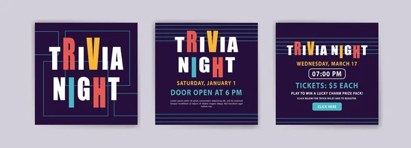 Trivia Night Vektorový Plakát Šablona Příspěvku Sociálních Médií — Stockový vektor