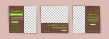 Dünya Günü. Çevreyi korumak için eğitim. Sosyal medya reklamları, web reklamları, iş mesajları, indirim broşürleri ve büyük satış afişleri için pankart vektörü.