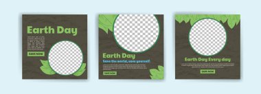 Dünya Günü. Çevreyi korumak için eğitim. Sosyal medya reklamları, web reklamları, iş mesajları, indirim broşürleri ve büyük satış afişleri için pankart vektörü.