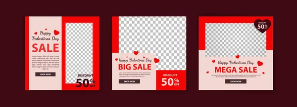 Sosyal medya, Sevgililer Günü 'nde dijital pazarlama ve satış promosyonu için şablonlar yayınlıyor. Moda reklamcılığı. Sosyal medya afişleri teklif et. vektör fotoğraf çerçevesi örnekleme