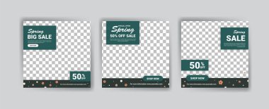 İlkbahar satışı için sosyal medya gönderim şablonu.