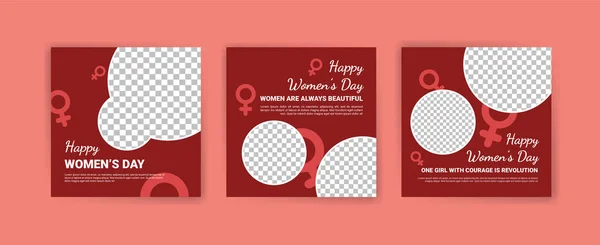 Σύνολο Επεξεργάσιμου Προτύπου Banner Γυναικεία Ημέρα Κοινωνικής Media Post Template — Διανυσματικό Αρχείο