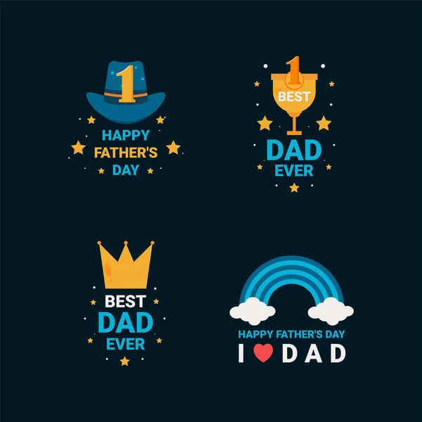 Flat Father Day Badge Collection — Stock Vector