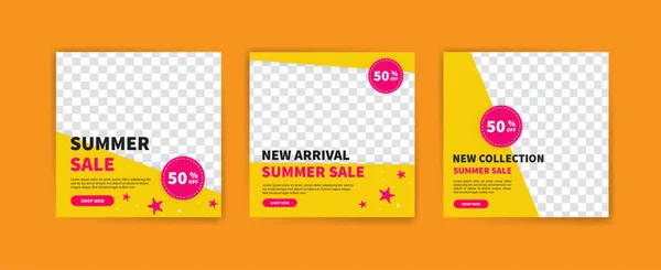 夏季销售社交媒体贴文模板 海报和社交媒体广告的载体 — 图库矢量图片