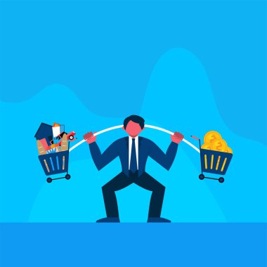 Vector illustration of a business with the concept of economic crisis and inflation.