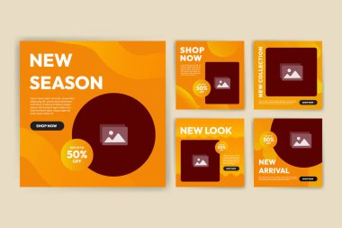 Collection of editable social media post templates. Square graphic banner for online advertising and digital marketing. Suitable for social media posting and web internet advertising.