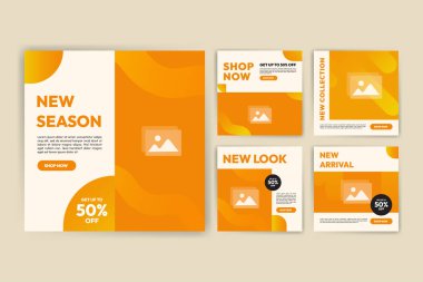 Collection of editable social media post templates. Square graphic banner for online advertising and digital marketing. Suitable for social media posting and web internet advertising.