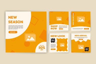 Collection of editable social media post templates. Square graphic banner for online advertising and digital marketing. Suitable for social media posting and web internet advertising.