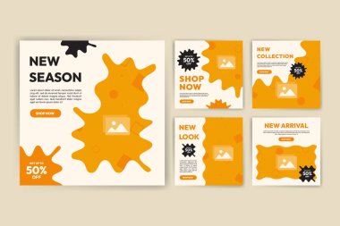 Collection of editable social media post templates. Square graphic banner for online advertising and digital marketing. Suitable for social media posting and web internet advertising.