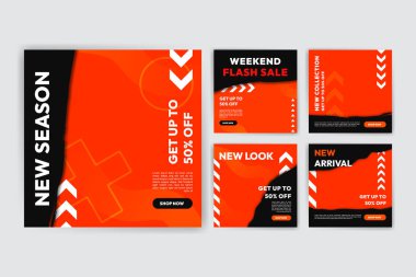 Editable social media post template for fashion sales. Square graphic banner for online advertising and digital marketing. Suitable for social media posting and web internet advertising.