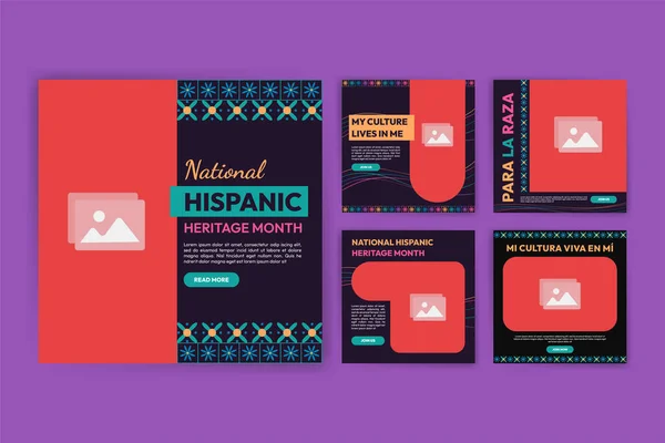 Ισπανόφωνος Μήνας Κληρονομιάς Πανό Για Μέσα Κοινωνικής Δικτύωσης Κάρτες Αφίσες — Διανυσματικό Αρχείο