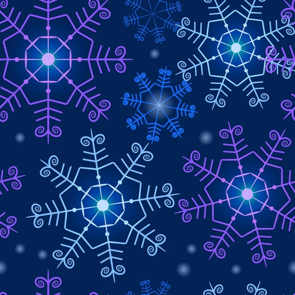 Einfaches Nahtloses Muster Mit Schneeflocken Weihnachtsvorlage Blauer Hintergrund Druck Für — Stockvektor