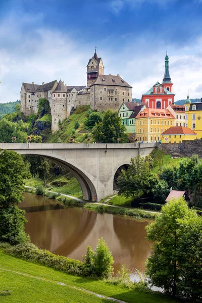 Gothic Castle Town Loket Ohre River Czech Republic — Stock Photo, Image