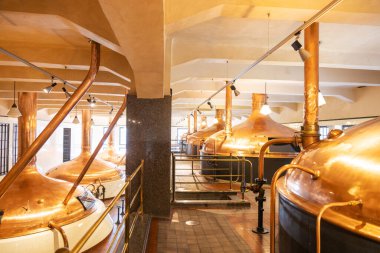 Çek Cumhuriyeti, Plzen - 19 Şubat 2022: Tarihi bira fabrikası Pilsner Urquell, Town Pilsen, Çek Cumhuriyeti, est. 1842
