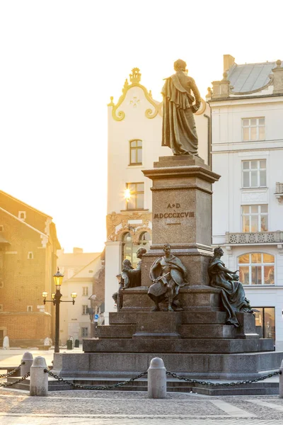 Adam Mickiewicz Monument Het Centrale Plein Krakau Unesco Polen — Stockfoto