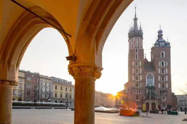 Paño Hall Basílica Santa María Plaza Principal Cracovia Unesco Polonia — Foto de Stock