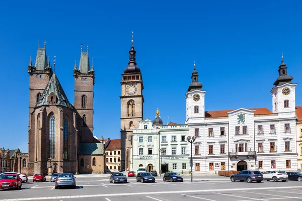 Geist Kirche Weißer Turm Rathaus Großer Platz Stadt Hradec Kralove — Stockfoto