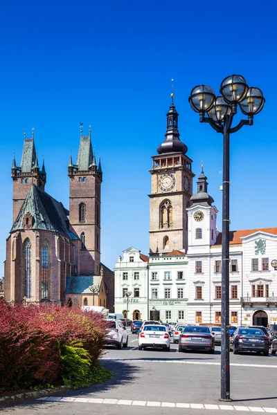 Geist Kirche Weißer Turm Rathaus Und Mariensäule Großer Platz Stadt — Stockfoto