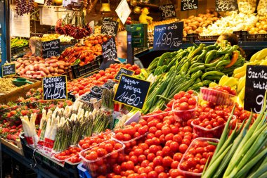 famous historical Central Market Hall in Budapest, Hungary, Europe