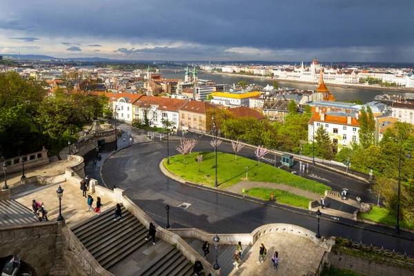 Hongaars Parlement Dijk Van Donau Boedapest Hongarije Europa — Stockfoto