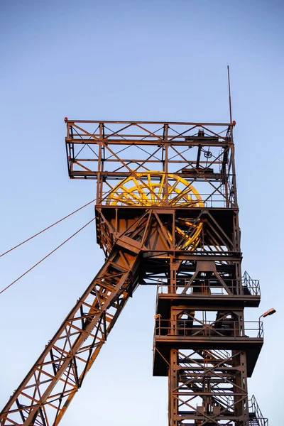 Лифт Подъемной Шахты Шахте Черного Угля Угольная Шахта Поднимается Небу — стоковое фото