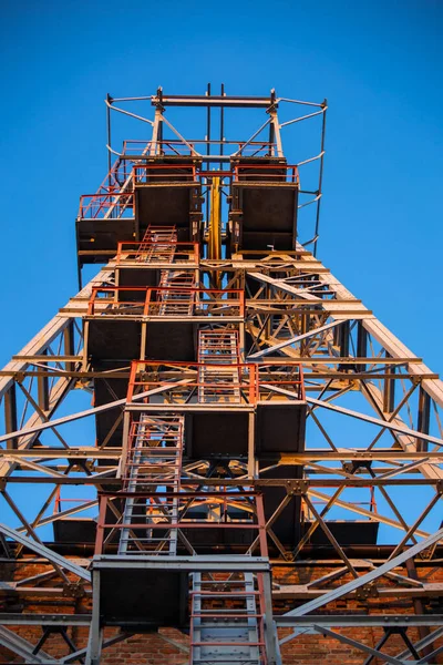 Elevator Hoist Shaft Black Coal Mine Coal Mine Hoist Sky — Stock Photo, Image