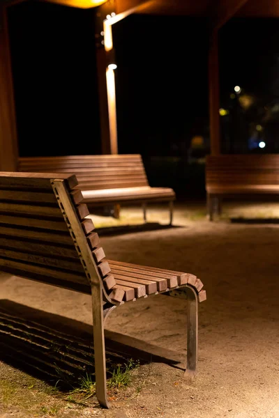 Park Shed Empty Benches Pandemic Meeting Places People Photo Taken — Zdjęcie stockowe