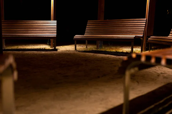 Park Shed Empty Benches Pandemic Meeting Places People Photo Taken — Zdjęcie stockowe