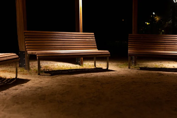 Park Shed Empty Benches Pandemic Meeting Places People Photo Taken — Zdjęcie stockowe