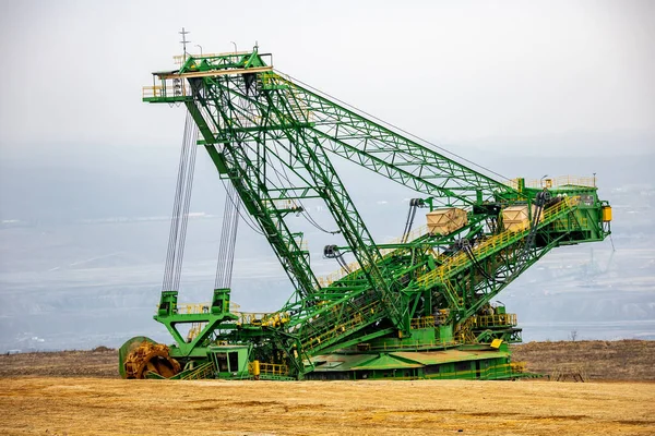 View Giant Excavator Working Opencast Coal Mine Picture Taken Cloudy — Stock Photo, Image