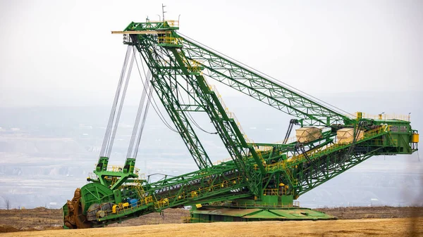 View Giant Excavator Working Opencast Coal Mine Picture Taken Cloudy — Stock Photo, Image