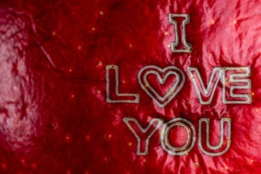 Kırmızı bir elmanın derisine işlenmiş 