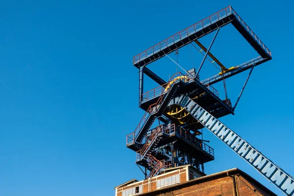 Shaft Tower Closed Black Coal Mine Decarbonization Processes Modern World — Stock Photo, Image