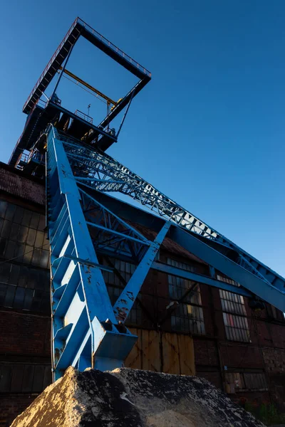 Shaft Tower Closed Black Coal Mine Decarbonization Processes Modern World — Foto Stock