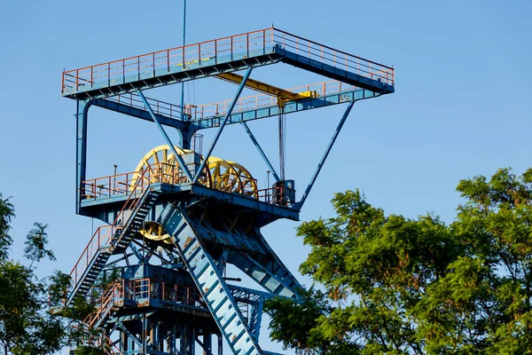 Shaft Tower Closed Black Coal Mine Decarbonization Processes Modern World — Foto Stock