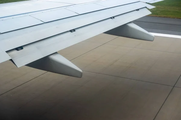 Vista Pista Durante Descolagem Avião Atingido Pelo Pára Brisas Avião — Fotografia de Stock