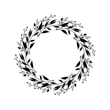 Beyaz arka planda çizim tarzında çiçek çerçevesi. Çiçek eskizi. Vintage çerçeve logosu. El çizimi. Satır simgesi. Çizgi çalışması. Vektör tasarımı.