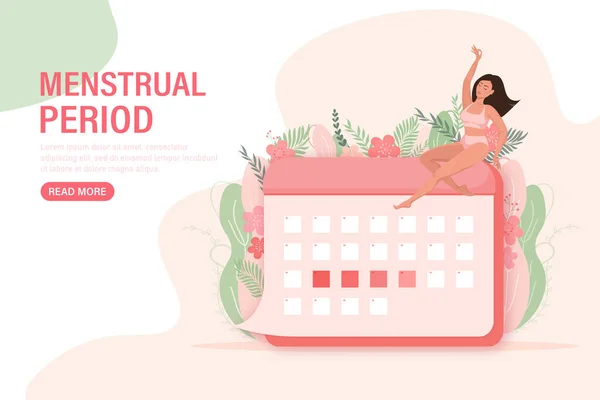 Menstruationsperiod. Kalenderkoncept. Skydd för kvinnlig period. Vektorillustration — Stock vektor