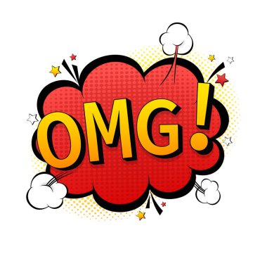 Beyaz arka planda Omg Pop illüstrasyonu. Vektör illüstrasyonu