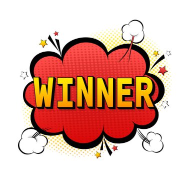 Oyun arkaplan tasarımı için çizgi film kazananı pop tarzı. Vektör arkaplanı. Kazanan konsept