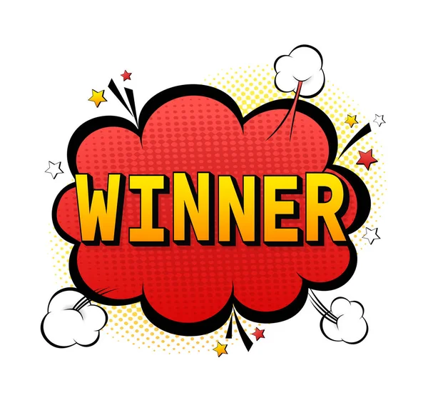 Oyun arkaplan tasarımı için çizgi film kazananı pop tarzı. Vektör arkaplanı. Kazanan konsept
