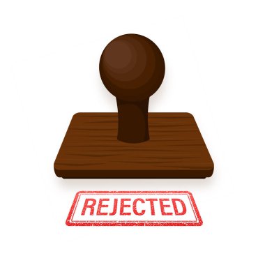 Flat icon with rejected stamp hand for paper design. Business concept. Vector illustration.