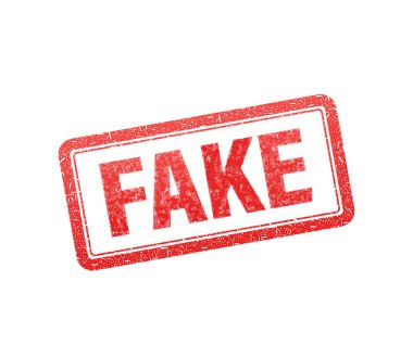 Beyaz arkaplanda kırmızı simge. Sahte işaretli kırmızı pul..